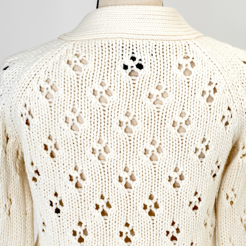 Vintage chunky sweater cardigan cream Route 66 S - Picture 11 of 13